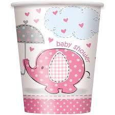 Baby shower pink paper cups