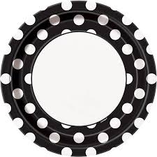 Black polka dot paper plates 8pk