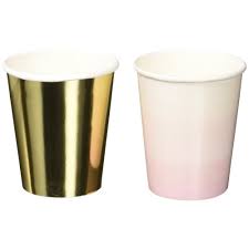 Pink & Gold Paper Cups 12pk