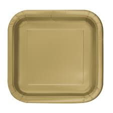 Gold square paper plates