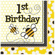 Busy Bee 1st Birthday Napkin 16pk