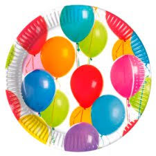 Balloon rainbow paper plates 8pk