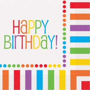 Happy birthday rainbow napkins 16pk
