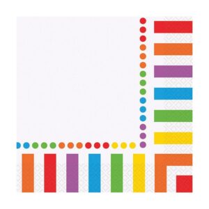 Plain rainbow birthday napkins 16pk