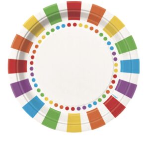 Plain rainbow birthday plates 8pk
