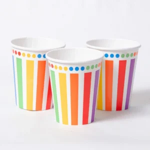 Plain rainbow birthday paper cup 8pk