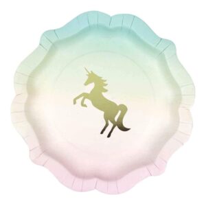 unicorn gold foil detail plates 12pk