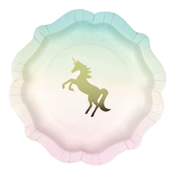 unicorn gold foil detail plates 12pk