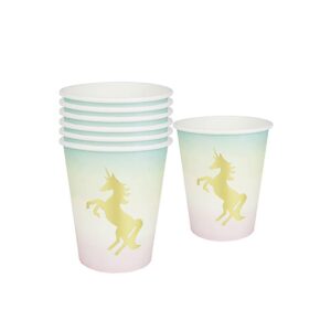 Unicorn gold foil detail cups 12pk