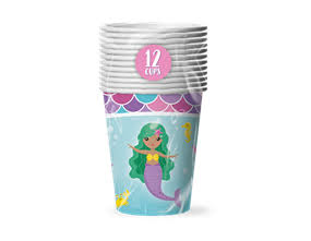 Mermaid party time paper cups 12pk