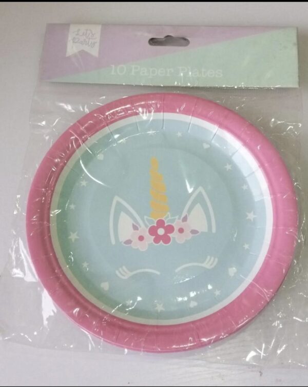 Lets party unicorn 10 paper plates