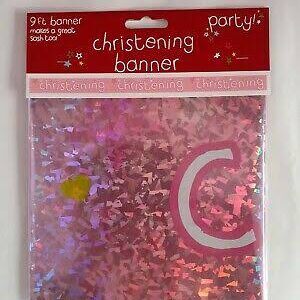 Christening pink banner 9ft