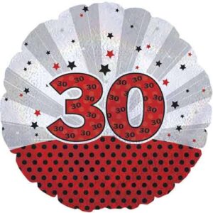 30 hbd red stars balloon