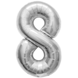 8 silver 65cm number balloon