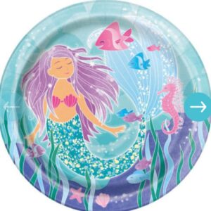 mermaid swimming paper plates 22cm 8pk