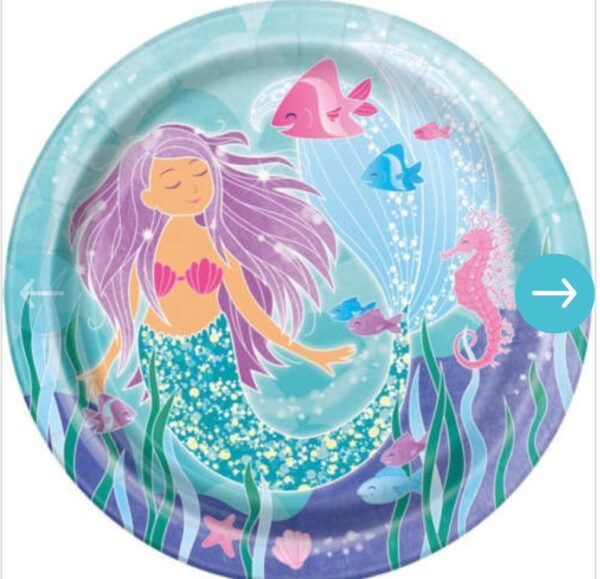 mermaid swimming paper plates 22cm 8pk