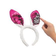 Glittered pink white bunny ears