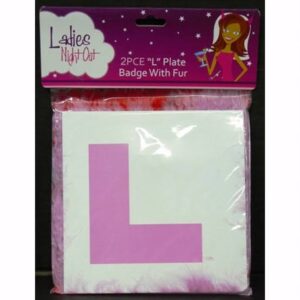 2pc L plate badge with fur