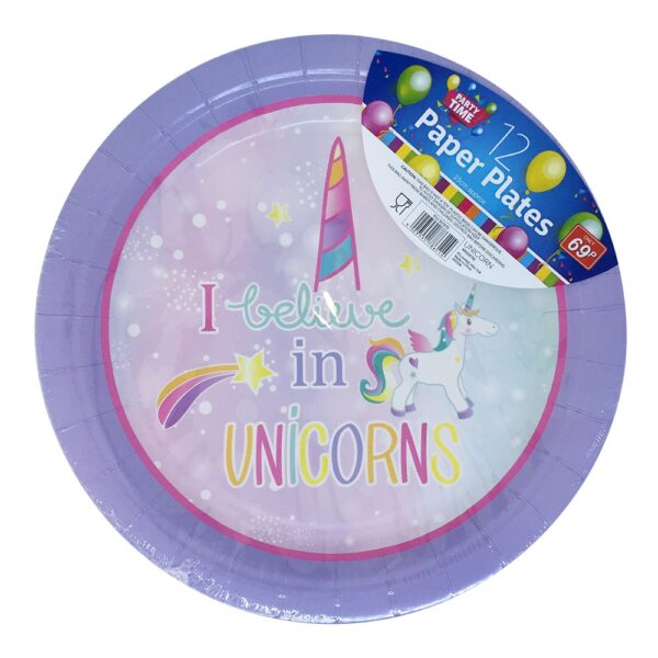 Unicorn horn paper plates 23cm 12pk