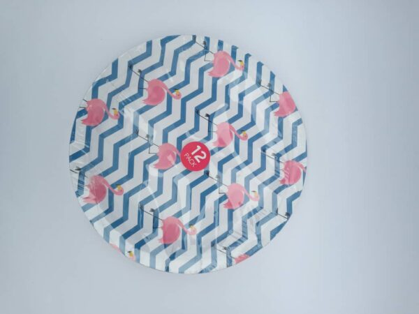 flamingo striped plates 12pack