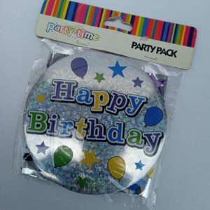 party time badge set with confetti & banner
