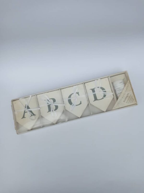 white alphabet bunting kit