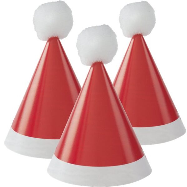 Mini Pom Pom Santa Party Hats 8pk