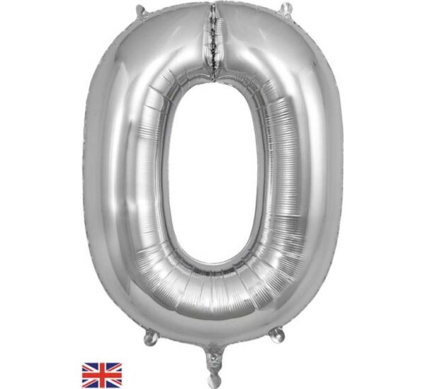 34” Number 0 Silver Foil Balloon