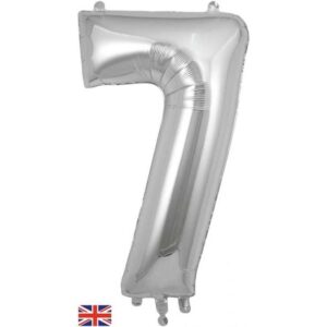 34” Number 7 Silver Foil Balloon