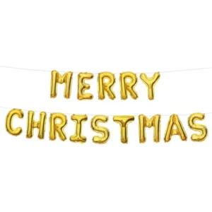 Merry Christmas Balloon Banner-Gold