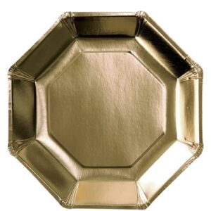 Gold Metallic Octagon Paper Plates 8pk
