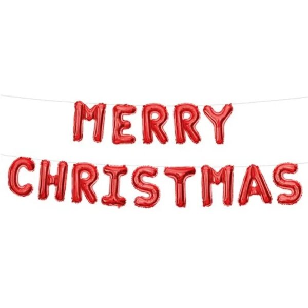 Merry Christmas Balloon Banner -Red