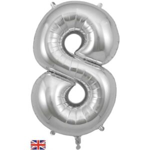34” Number 8 Silver Foil Balloon