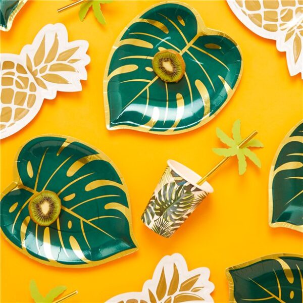Palm Leaf Shaped Metallic Plates 8pk - 18cm - Image 2