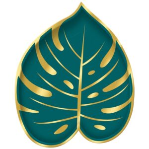 Palm Leaf Shaped Metallic Plates 8pk - 18cm