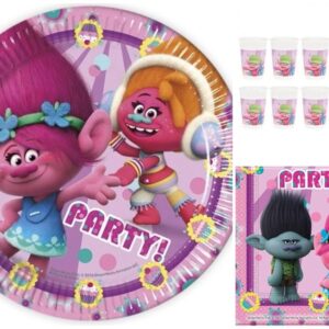 Trolls 3pc Set - 8 Plates, 8 Cups and 20 Napkins