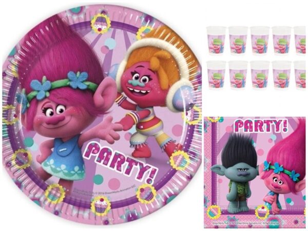 Trolls 3pc Set - 8 Plates, 8 Cups and 20 Napkins