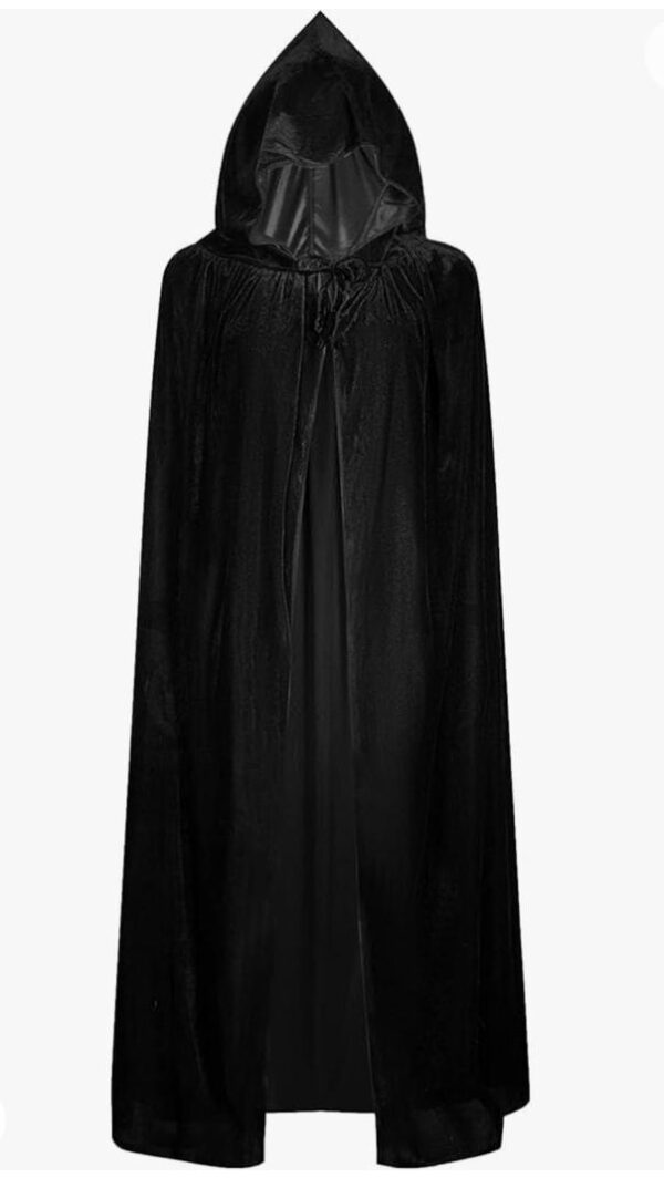 Black Hooded Satin Cape -150cm