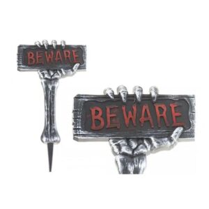 Halloween Skeleton Arm Beware Sign